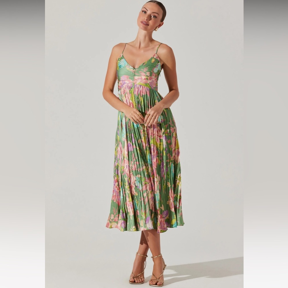 Maeve Green Floral Midi Dress